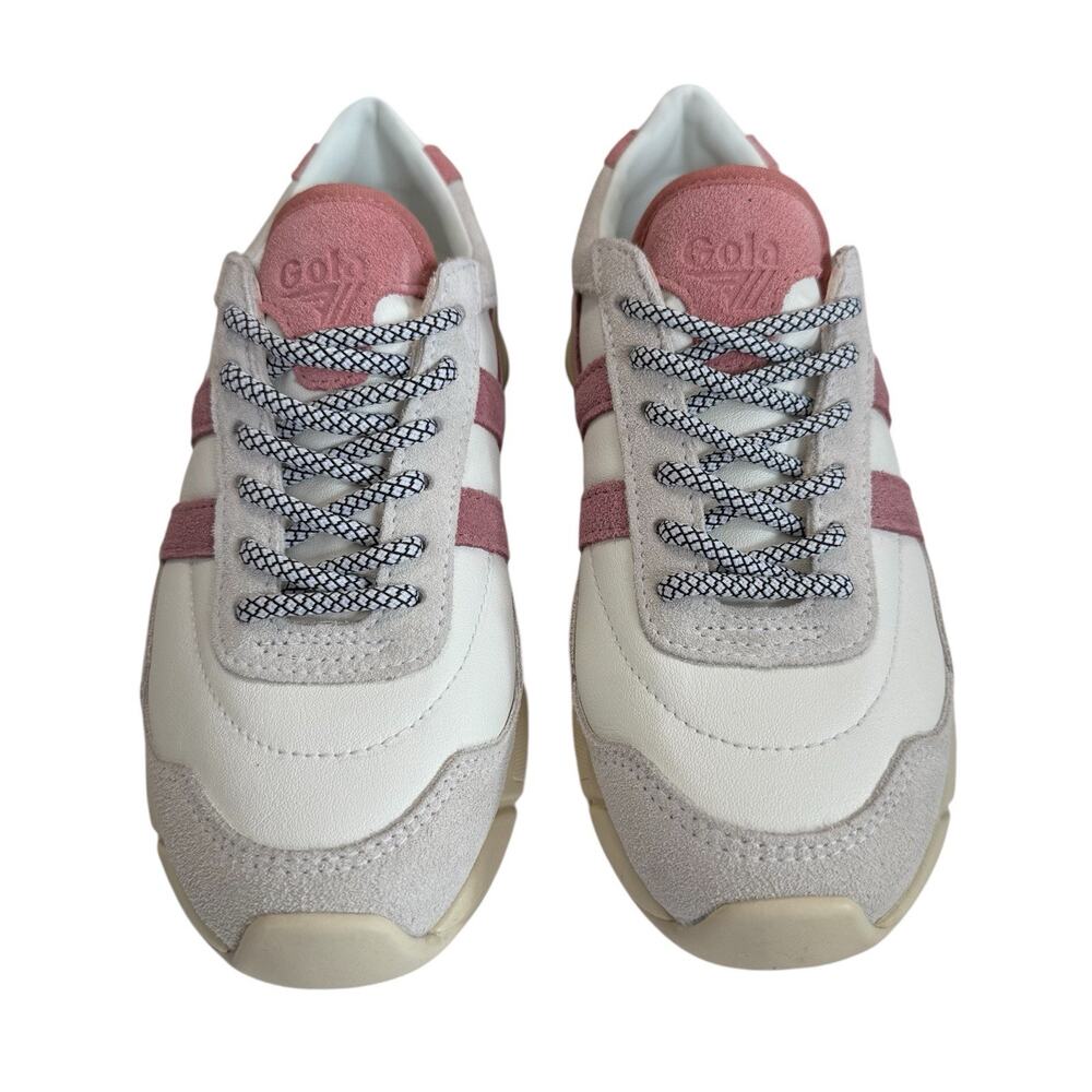 Gola Eclipse Pure Women White dusty rose Pink Lace Up Sneakers Shoes SZ/5 - Picture 3 of 14